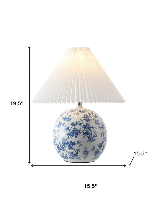 HomeRoots 20" Clear Table Lamp LED - Cottage-Inspired Design with White Linen Cone Shade for Warm Ambiance 716088