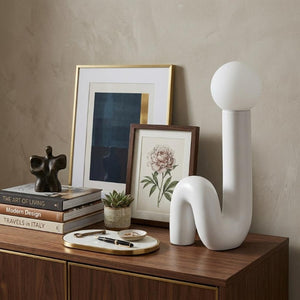 18 Inch White Globe Table Lamp Modern Novelty Accent Light for Bedroom or Living Room