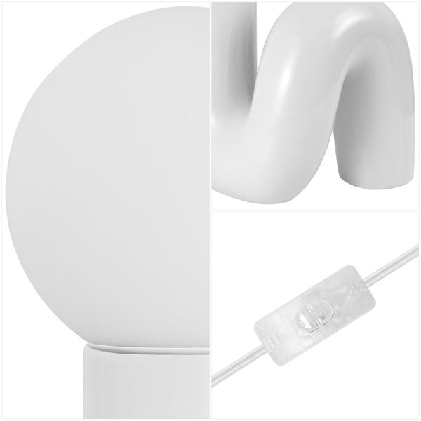 18 Inch White Globe Table Lamp Modern Novelty Accent Light for Bedroom or Living Room