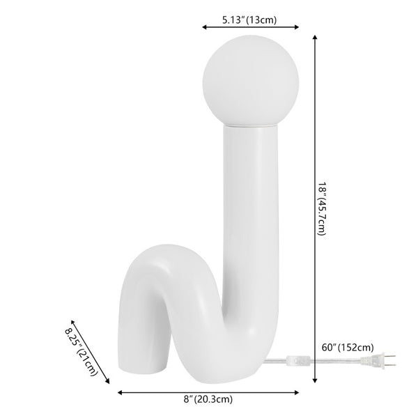 18 Inch White Globe Table Lamp Modern Novelty Accent Light for Bedroom or Living Room