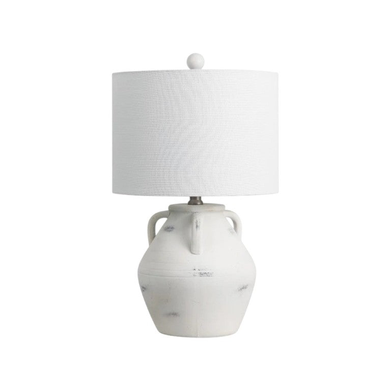 HomeRoots Set of Two Clear Glass Table Lamps with Drum Shades for Living Room Decor 716092