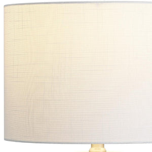 Set of Two Clear Glass Table Lamps with Drum Shades for Living Room Decor