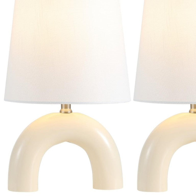 Set of Two Clear Glass Table Lamps with Empire Shades for Elegant Home Lighting