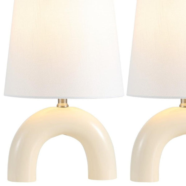 Set of Two Clear Glass Table Lamps with Empire Shades for Elegant Home Lighting
