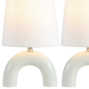 Set of Two Arched Geometric Table Lamps with Empire Shades for Modern Living