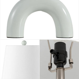 Set of Two Arched Geometric Table Lamps with Empire Shades for Modern Living