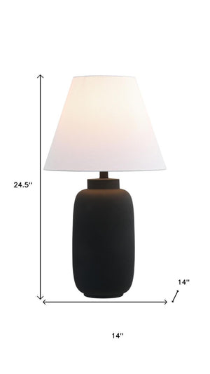 Set of Two Classic Black Urn Base Table Lamps with Tapered Cone Shades for Bedside