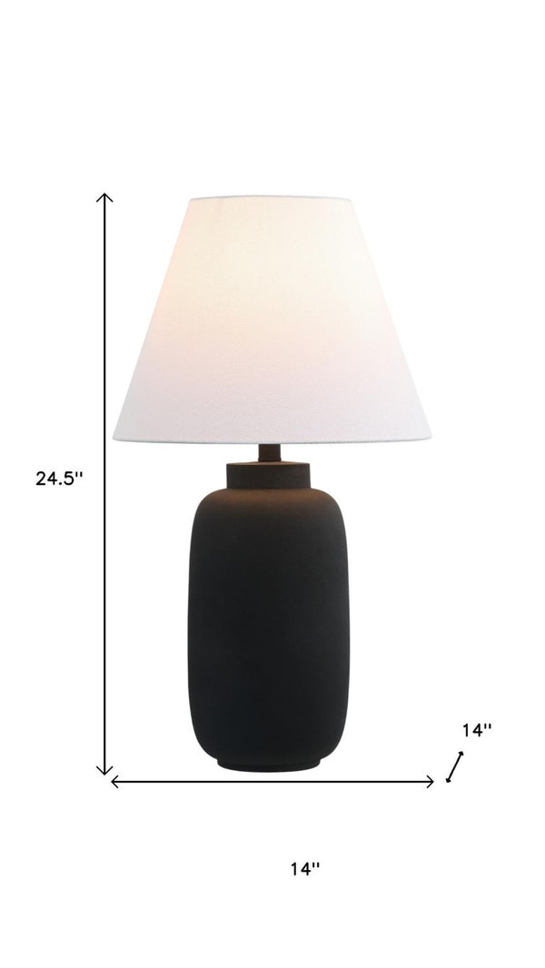 Set of Two Classic Black Urn Base Table Lamps with Tapered Cone Shades for Bedside