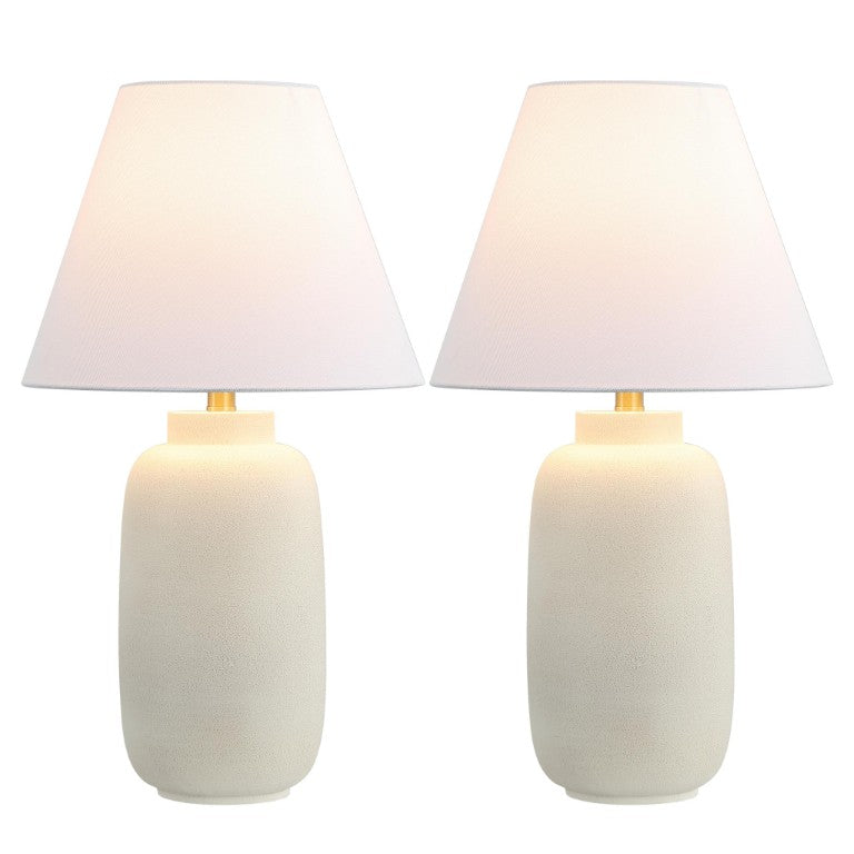 HomeRoots Set of Two Cream Cone Shade Table Lamps for Elegant Bedroom or Living Room Decor 716107