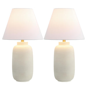 Set of Two Cream Cone Shade Table Lamps for Elegant Bedroom or Living Room Decor