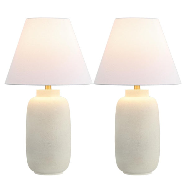 Set of Two Cream Cone Shade Table Lamps for Elegant Bedroom or Living Room Decor