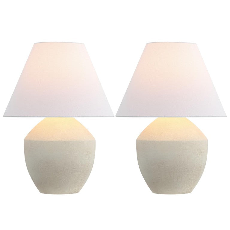 HomeRoots Set of Two Urn Table Lamps with Empire Shades for Classic and Elegant Bedroom Lighting Decor Cream Iron / Resin 716109