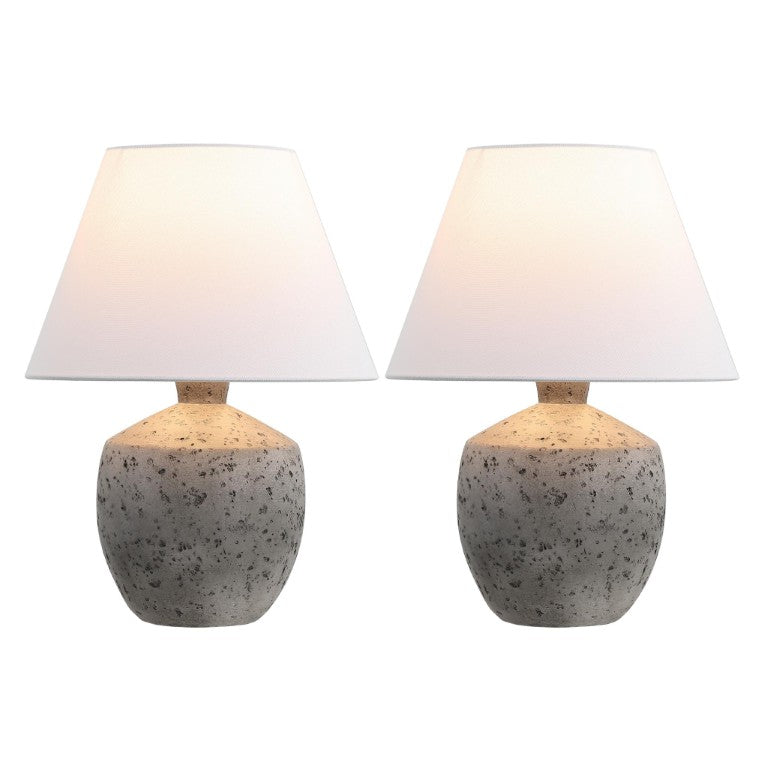 HomeRoots Set of Two Gray Empire Shade Bedside Table Lamps for Bedroom Nightstand Decor 716112