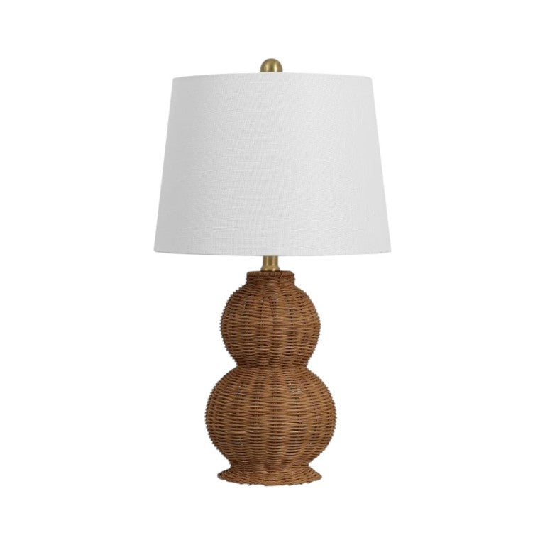 HomeRoots Set of Two Glass Gourd Accent Lamps with Tapered Empire Shades for Living Rooms 716115