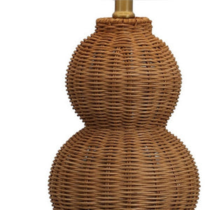 Set of Two Glass Gourd Accent Lamps with Tapered Empire Shades for Living Rooms