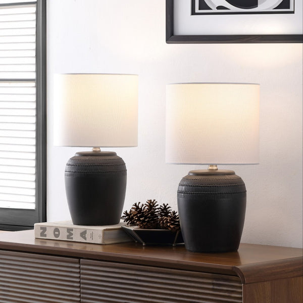 HomeRoots 24" Clear Gourd Table Lamp LED - Elegant Drum Shade for Ambient Lighting & Stylish Home Décor 716118