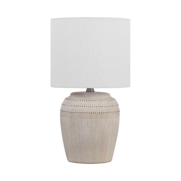 Set of Two Clear Glass Gourd Table Lamps with Elegant Drum Shades for Living Room