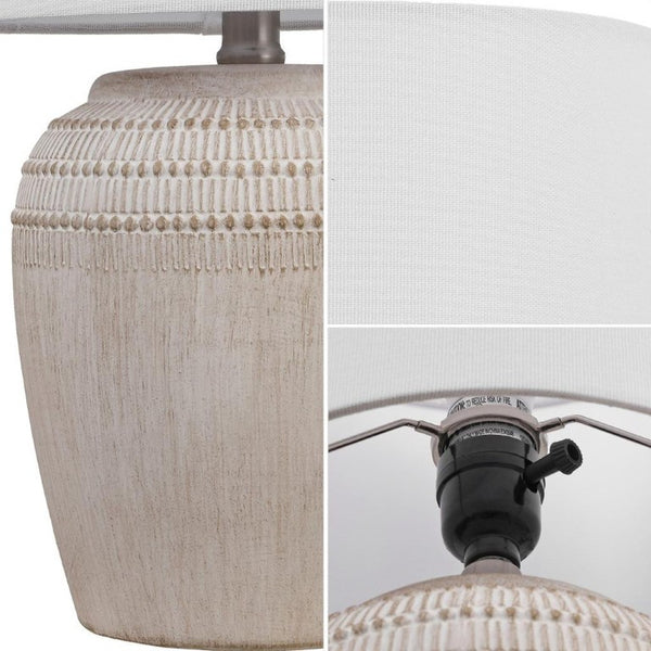 Set of Two Clear Glass Gourd Table Lamps with Elegant Drum Shades for Living Room