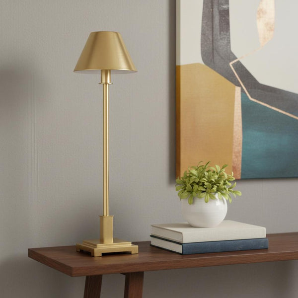 HomeRoots 23" Gold Novelty Table Lamp - Chic LED Globe Shade for Modern Ambiance in Living Room or Office 716121