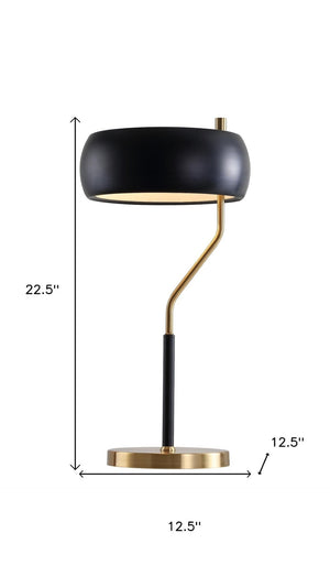 HomeRoots 18" Black Table Lamp LED - Sleek Contemporary Design with Gold Accent, Perfect for Any Room Decor 716122