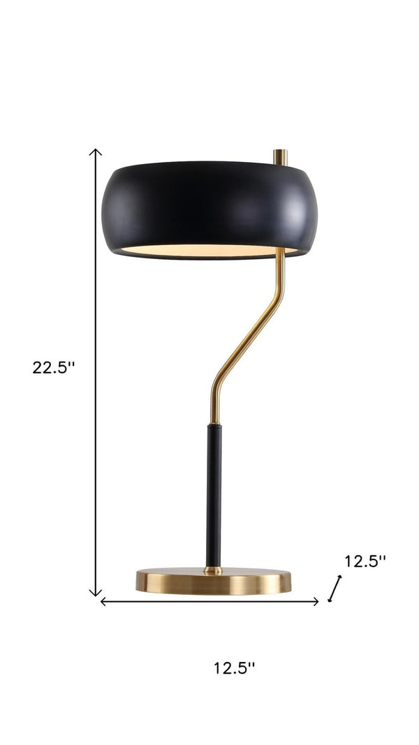 HomeRoots 18" Black Table Lamp LED - Sleek Contemporary Design with Gold Accent, Perfect for Any Room Decor 716122