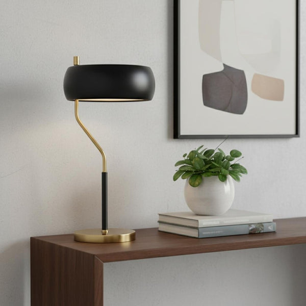 HomeRoots 18" Black Table Lamp LED - Sleek Contemporary Design with Gold Accent, Perfect for Any Room Decor 716122