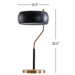 HomeRoots 18" Black Table Lamp LED - Sleek Contemporary Design with Gold Accent, Perfect for Any Room Decor 716122
