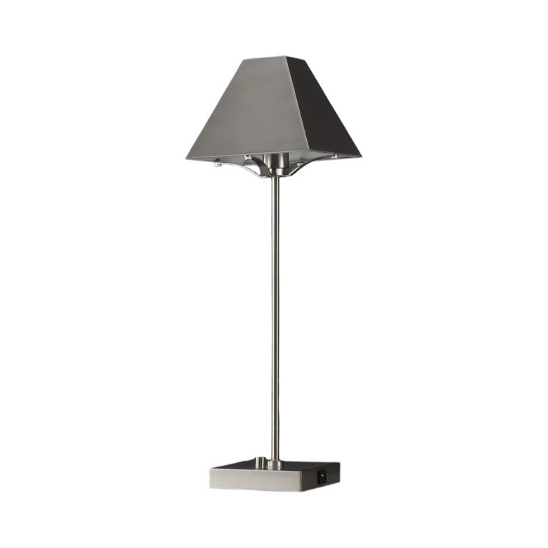 HomeRoots 25 Inch Nickel Finish Table Lamp Featuring a Decorative Novelty Shade for Accent Lighting 716124