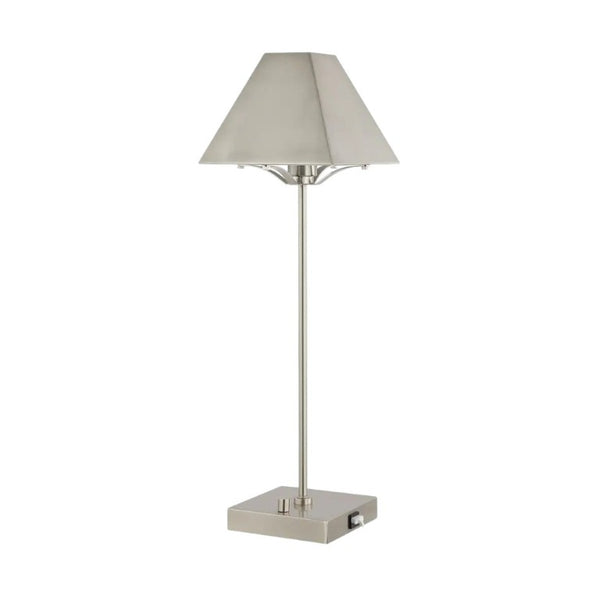25 Inch Nickel Finish Table Lamp Featuring a Decorative Novelty Shade for Accent Lighting