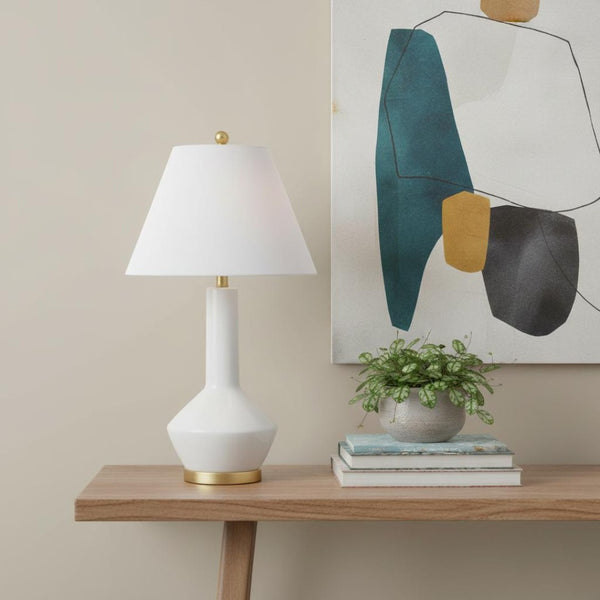 HomeRoots 27" Gold Table Lamp with Elegant Globe Shade - Modern LED Lighting for Living Room & Bedroom Decor 716135