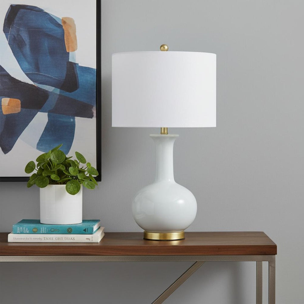 HomeRoots 27" Gold Table Lamp with Globe Shade - Modern LED Lighting for Home & Office, Elegant Design & Ambiance 716136