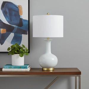 HomeRoots 27" Gold Table Lamp with Globe Shade - Modern LED Lighting for Home & Office, Elegant Design & Ambiance 716136