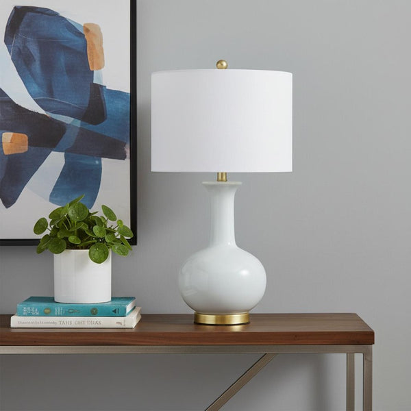 HomeRoots 27" Gold Table Lamp with Globe Shade - Modern LED Lighting for Home & Office, Elegant Design & Ambiance 716136