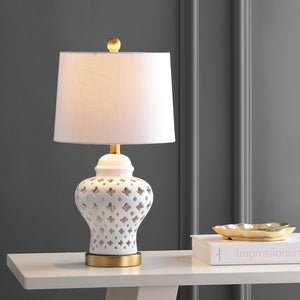 HomeRoots 30" Clear Crystal Table Lamp with Light Gray Linen Shade - Modern Glam Accent for Any Room 716140
