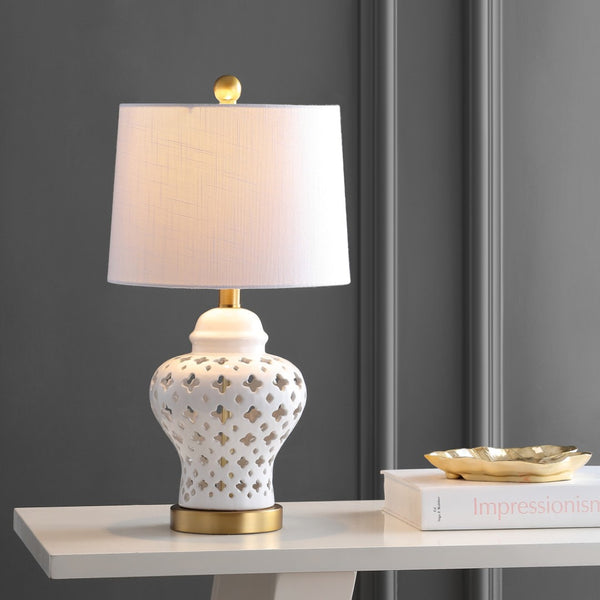 HomeRoots 30" Clear Crystal Table Lamp with Light Gray Linen Shade - Modern Glam Accent for Any Room 716140