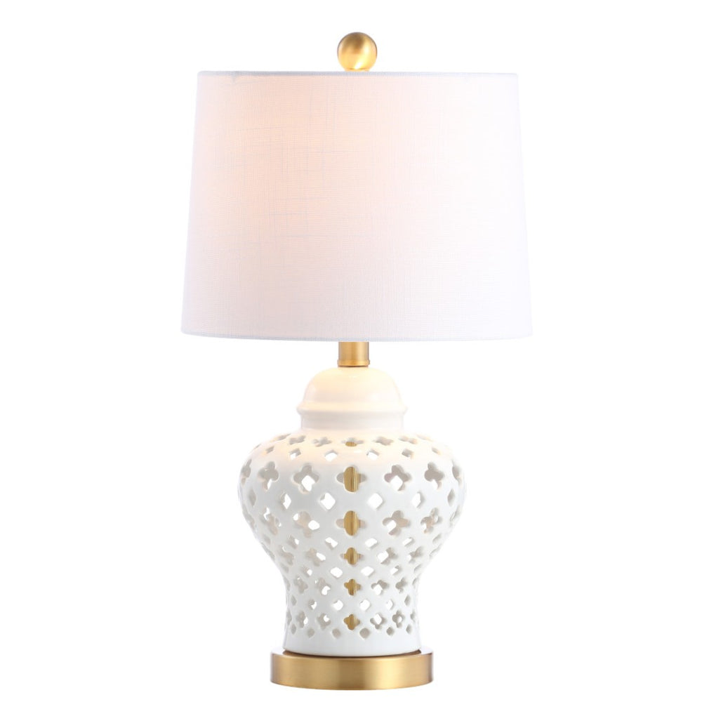 HomeRoots 30" Clear Crystal Table Lamp with Light Gray Linen Shade - Modern Glam Accent for Any Room 716140