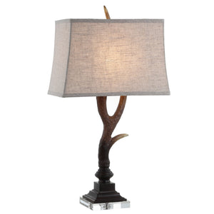 HomeRoots 18" Clear Novelty Table Lamp – Elegant Crystal Base with Soft White Linen Globe Shade for Any Room 716142