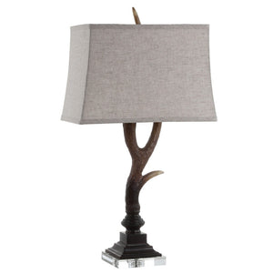 HomeRoots 18" Clear Novelty Table Lamp – Elegant Crystal Base with Soft White Linen Globe Shade for Any Room 716142