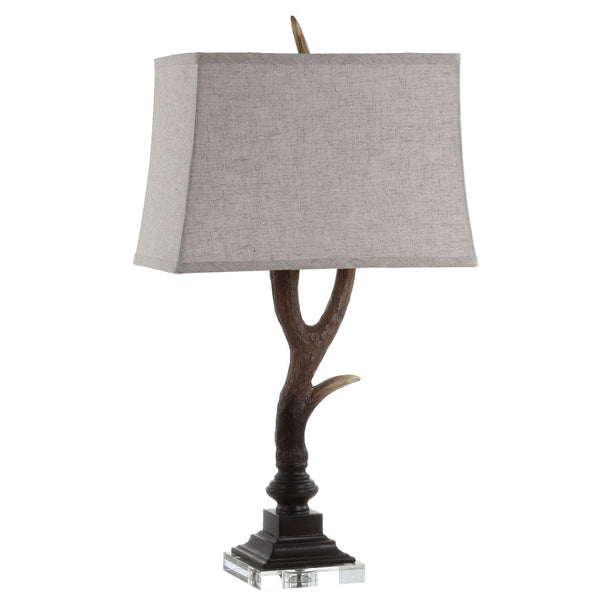 HomeRoots 18" Clear Novelty Table Lamp – Elegant Crystal Base with Soft White Linen Globe Shade for Any Room 716142