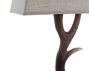 HomeRoots 18" Clear Novelty Table Lamp – Elegant Crystal Base with Soft White Linen Globe Shade for Any Room 716142