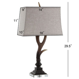 HomeRoots 18" Clear Novelty Table Lamp – Elegant Crystal Base with Soft White Linen Globe Shade for Any Room 716142