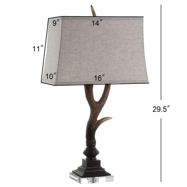HomeRoots 18" Clear Novelty Table Lamp – Elegant Crystal Base with Soft White Linen Globe Shade for Any Room 716142
