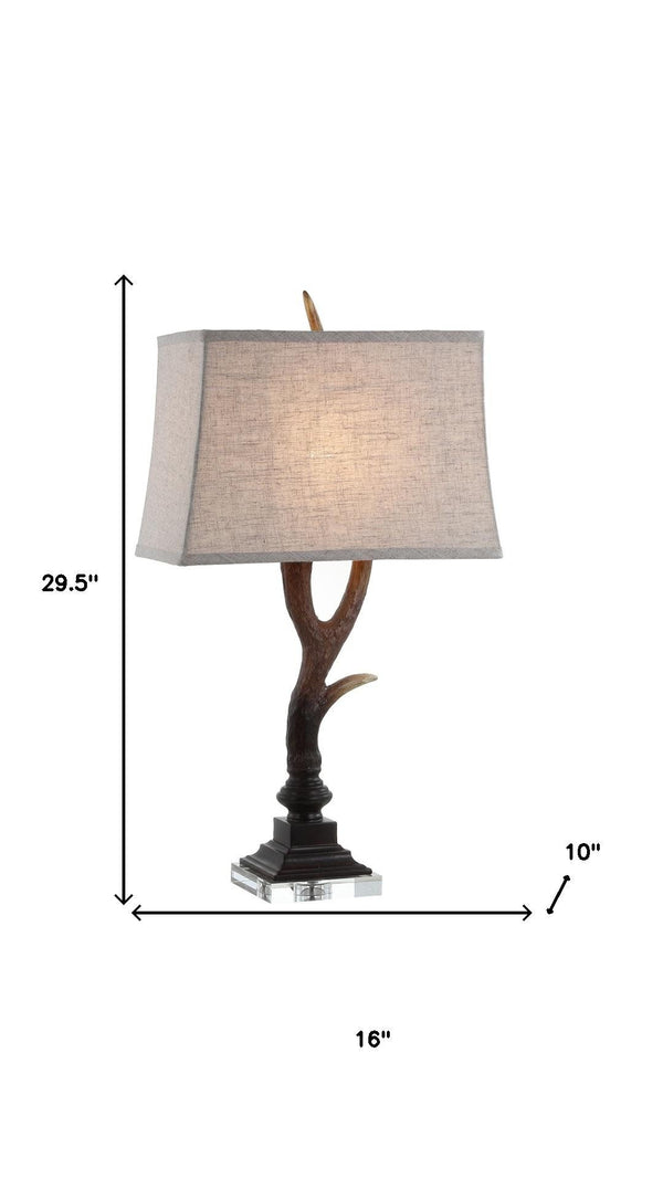 HomeRoots 18" Clear Novelty Table Lamp – Elegant Crystal Base with Soft White Linen Globe Shade for Any Room 716142