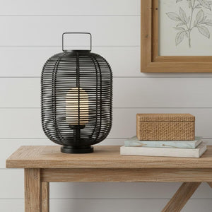HomeRoots 22" Clear Round Table Lamp LED - Stylish Linen Drum Shade for Cozy Lighting in Any Room 716148