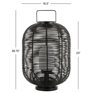 HomeRoots 22" Clear Round Table Lamp LED - Stylish Linen Drum Shade for Cozy Lighting in Any Room 716148
