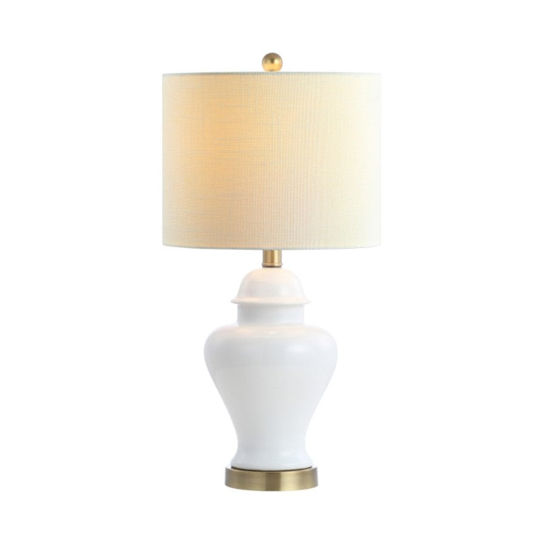 Set of Two Urn Table Lamps with Drum Shades for Elegant Glam Bedroom Lighting Decor