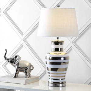 HomeRoots 21" Gold Urn Table Lamp - Elegant LED Design with White Linen Shade for Chic Home Lighting Solutions 716153