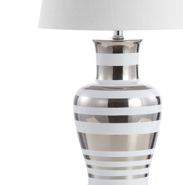 HomeRoots 21" Gold Urn Table Lamp - Elegant LED Design with White Linen Shade for Chic Home Lighting Solutions 716153
