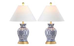 HomeRoots Set of Two Glass Table Lamps with Empire Shades for Living Room or Bedroom Decor Gold 716154