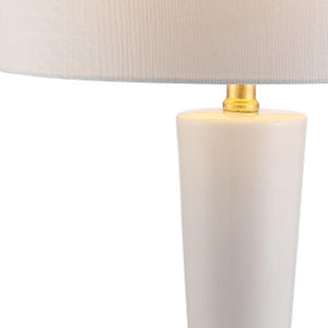 HomeRoots 27" Gold Geometric Table Lamp - Modern Iron Base with White Drum Shade for Elegant Ambient Lighting 716156